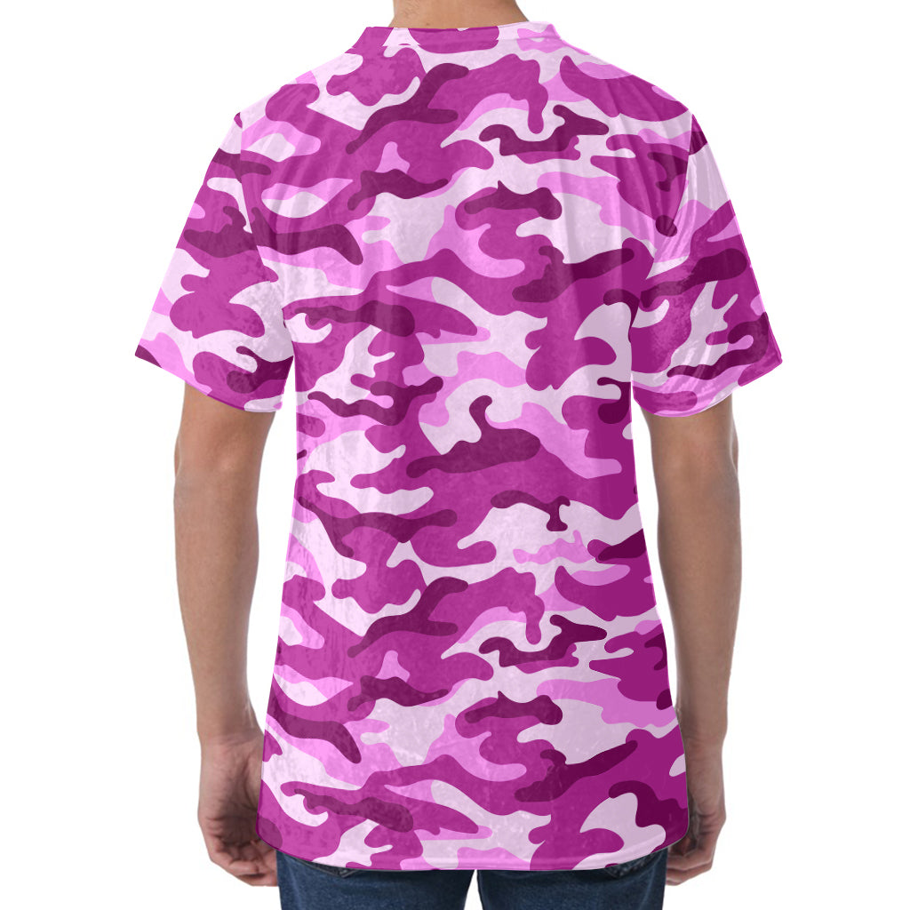 Pink Camouflage Print Men's Velvet T-Shirt