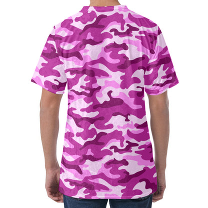 Pink Camouflage Print Men's Velvet T-Shirt