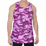 Pink Camouflage Print Men's Velvet Tank Top