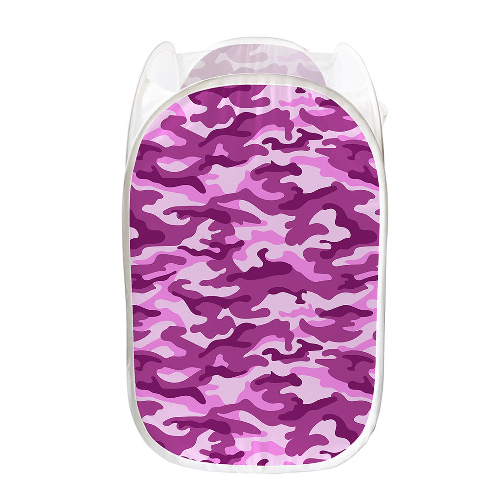 Pink Camouflage Print Mesh Laundry Hamper