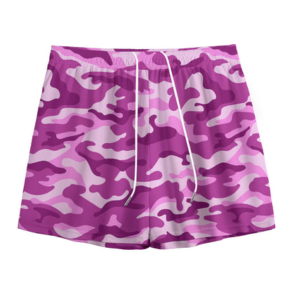 Pink Camouflage Print Mesh Shorts
