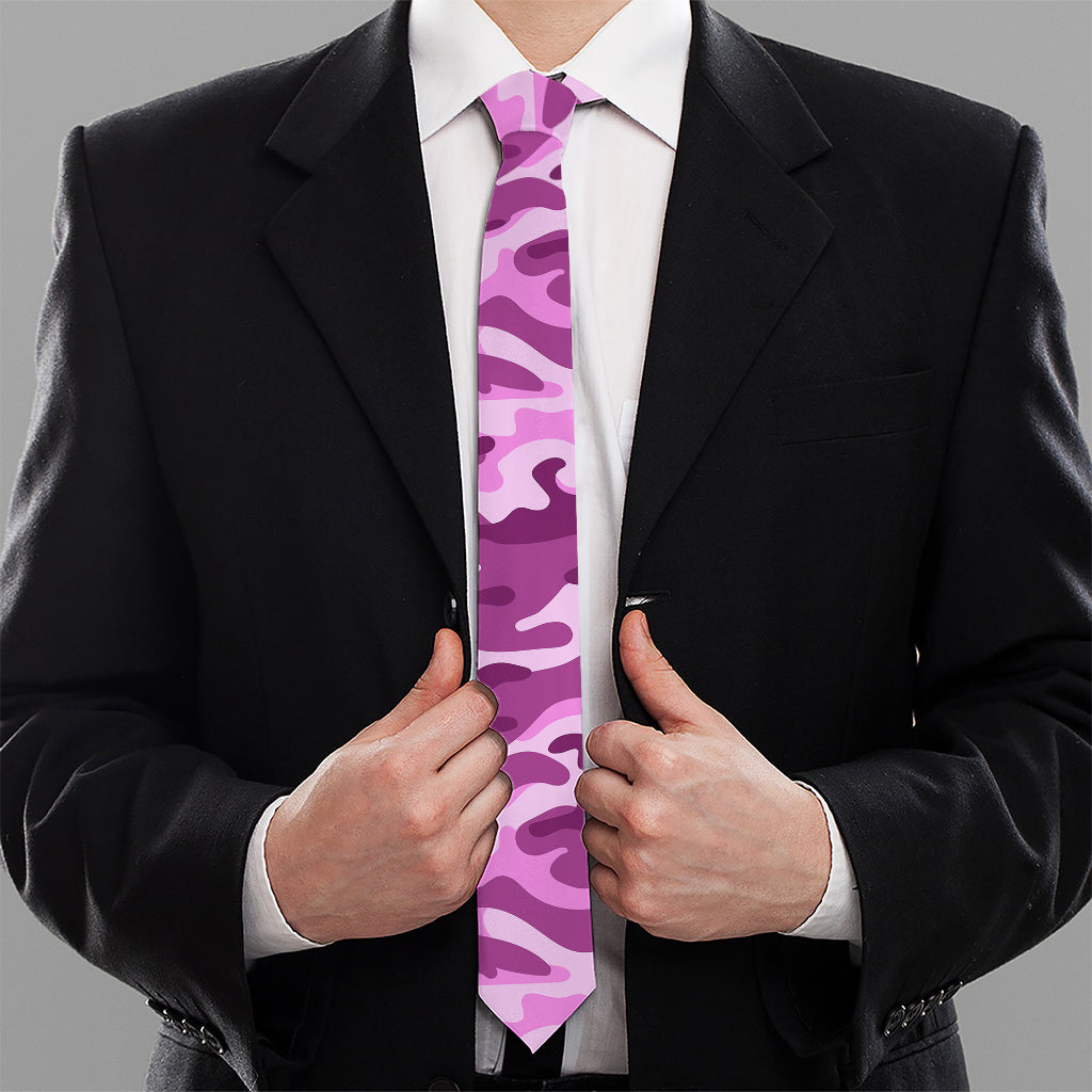 Pink Camouflage Print Necktie