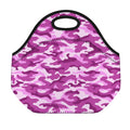Pink Camouflage Print Neoprene Lunch Bag