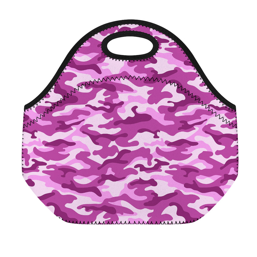 Pink Camouflage Print Neoprene Lunch Bag