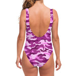 Pink Camouflage Print One Piece Swimsuit