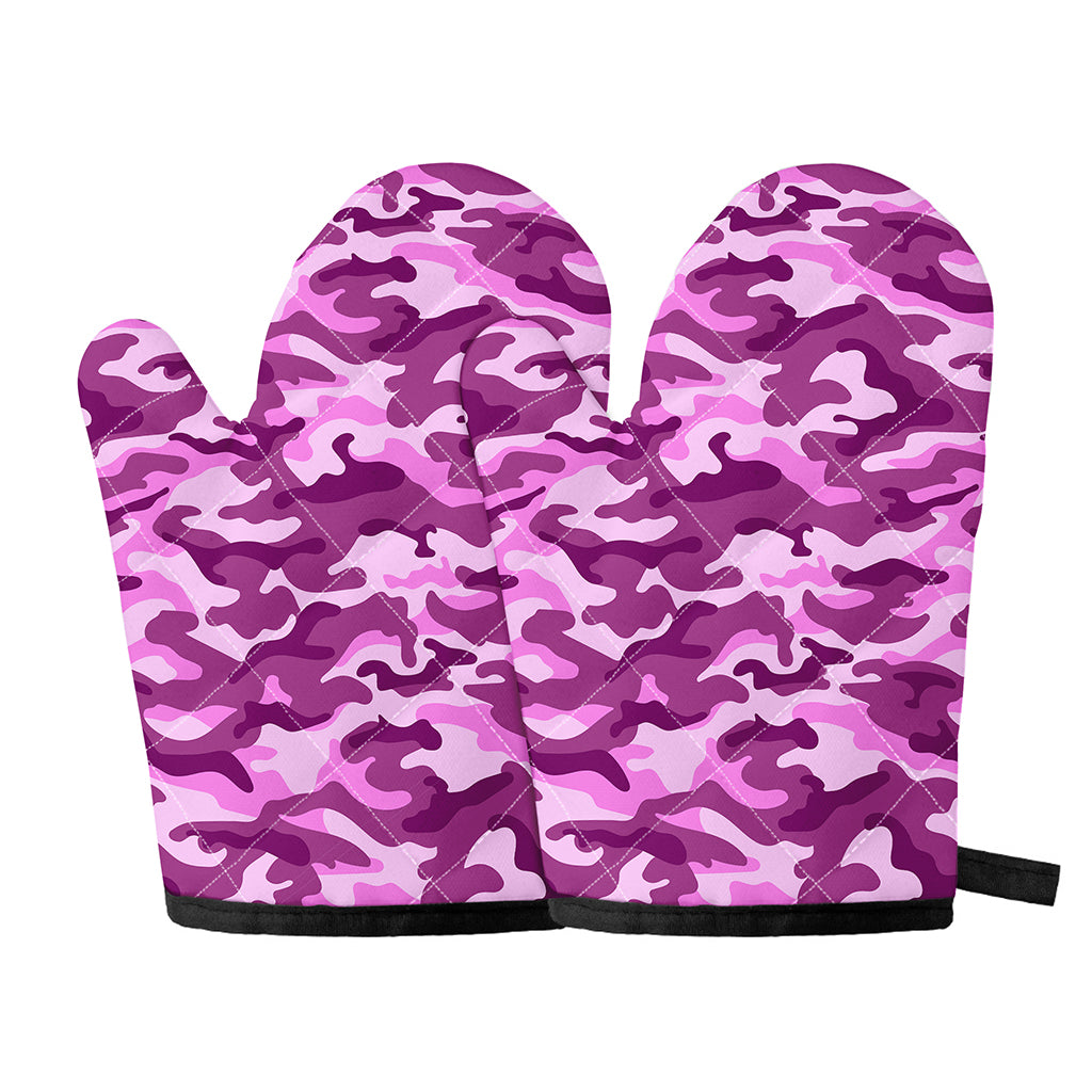 Pink Camouflage Print Oven Mitts