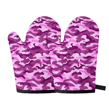 Pink Camouflage Print Oven Mitts