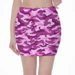Pink Camouflage Print Pencil Mini Skirt