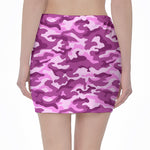 Pink Camouflage Print Pencil Mini Skirt
