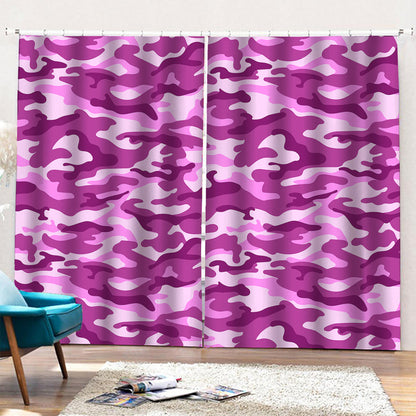Pink Camouflage Print Pencil Pleat Curtains