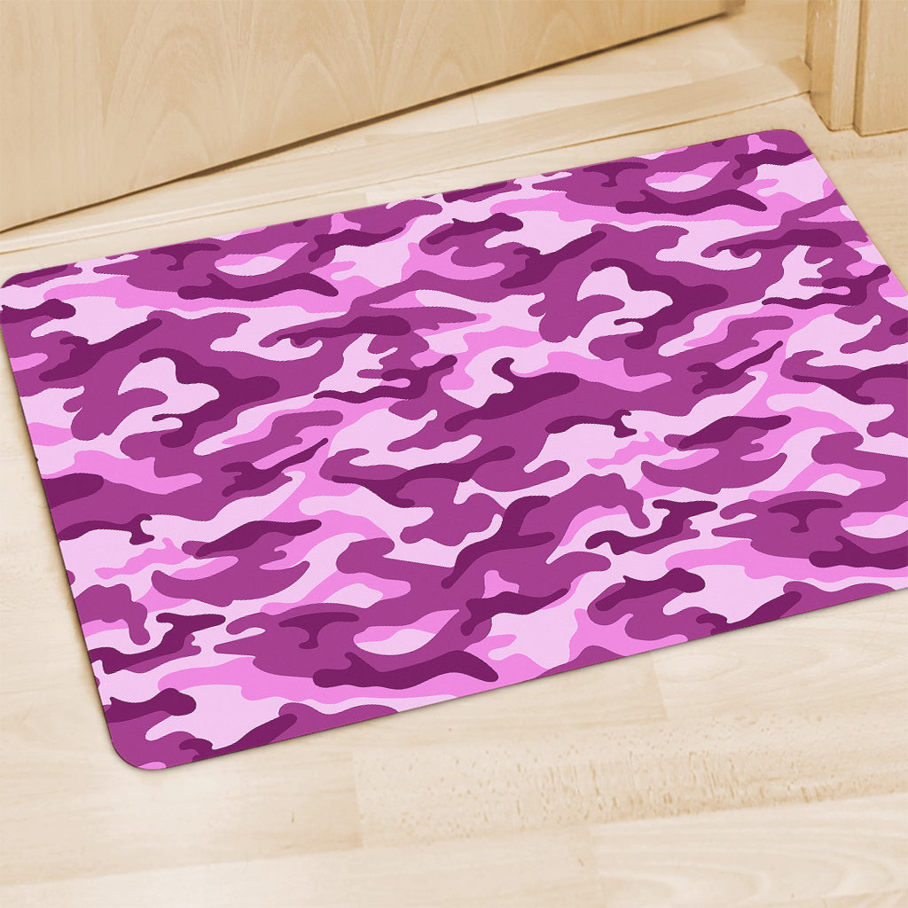 Pink Camouflage Print Polyester Doormat