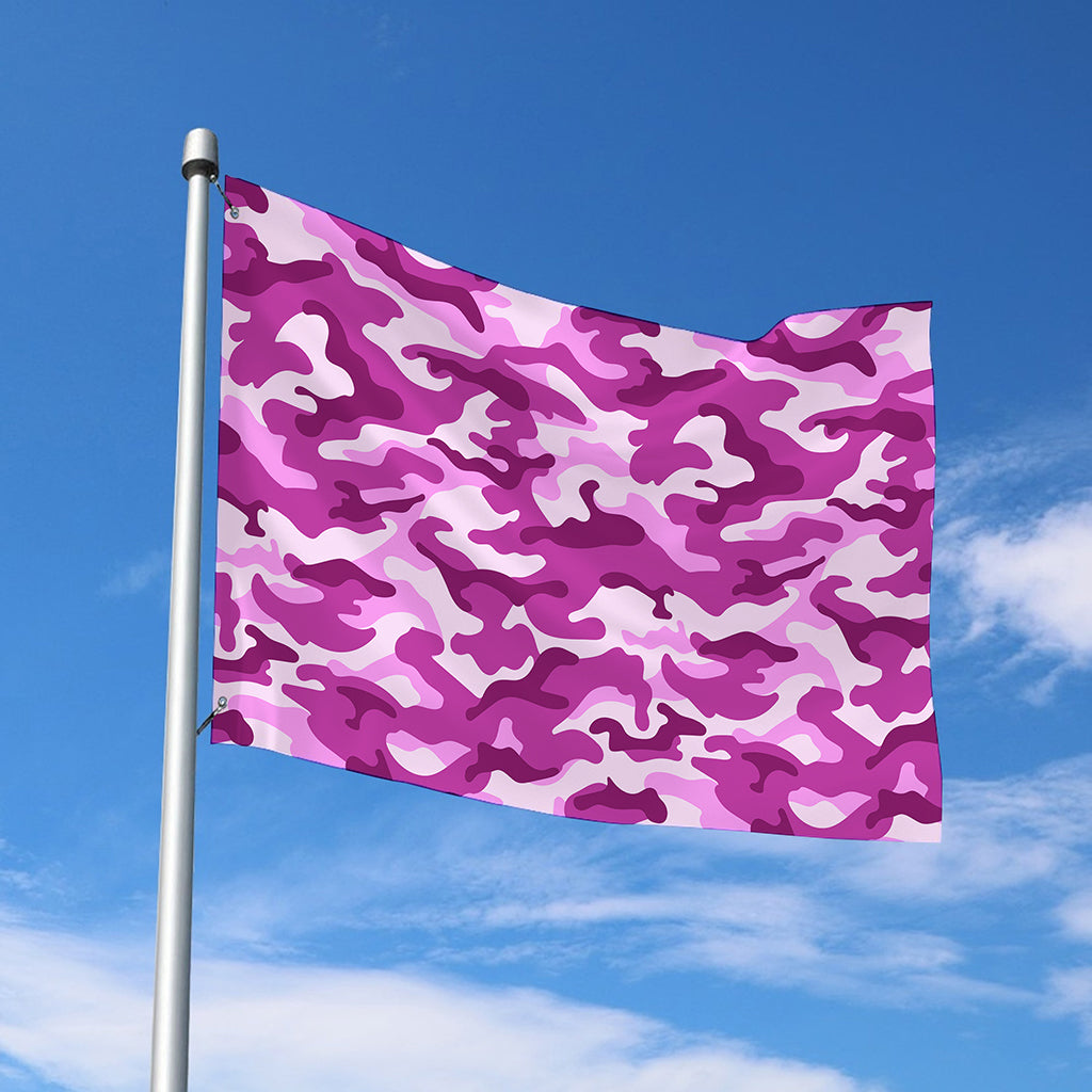 Pink Camouflage Print Polyester Flag