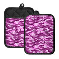 Pink Camouflage Print Pot Holders With Pocket