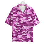 Pink Camouflage Print Rayon Hawaiian Shirt