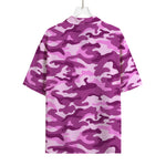 Pink Camouflage Print Rayon Hawaiian Shirt