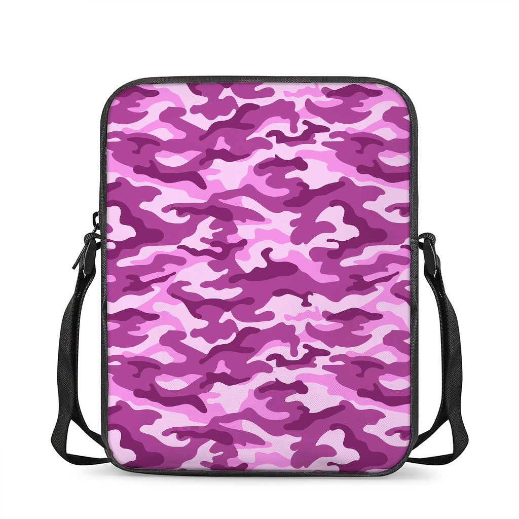 Pink Camouflage Print Rectangular Crossbody Bag