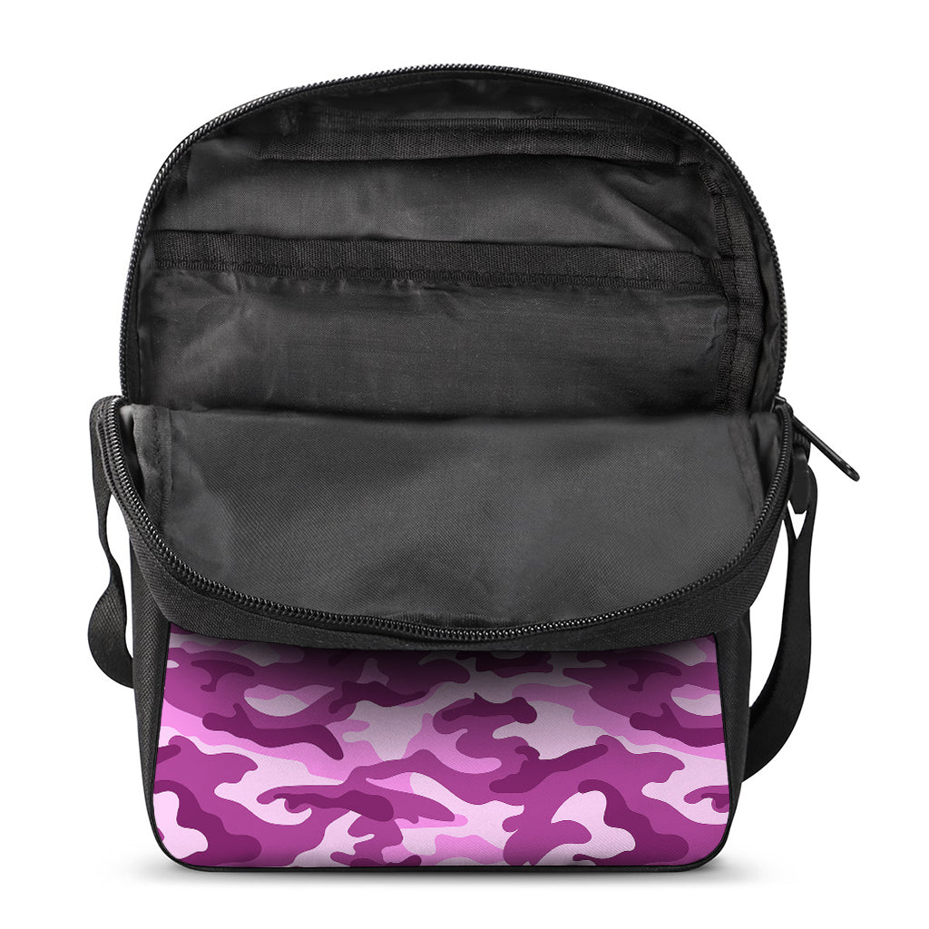 Pink Camouflage Print Rectangular Crossbody Bag