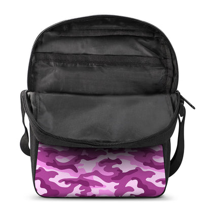 Pink Camouflage Print Rectangular Crossbody Bag