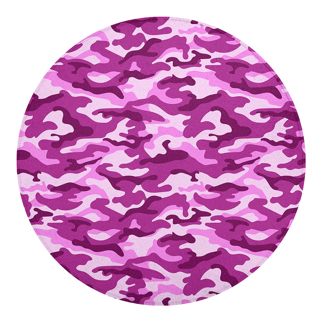 Pink Camouflage Print Round Blanket