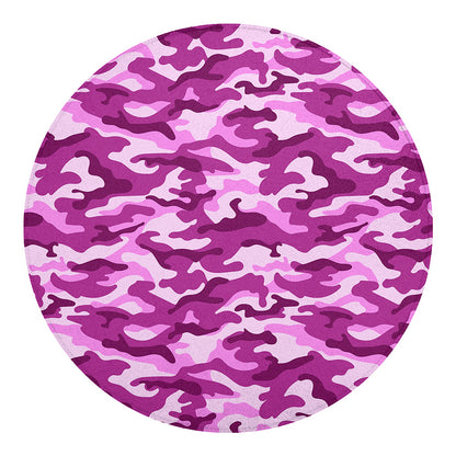 Pink Camouflage Print Round Blanket