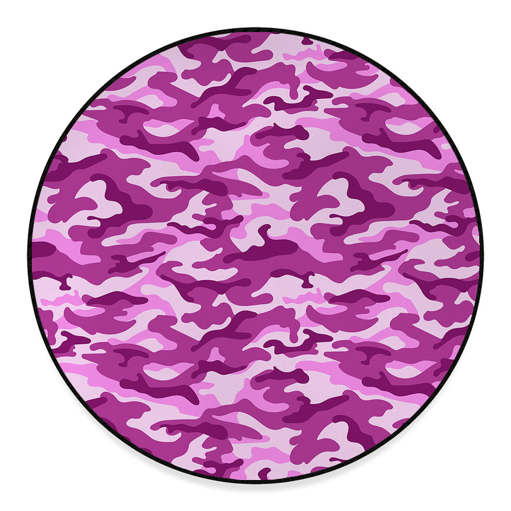 Pink Camouflage Print Round Floor Mat
