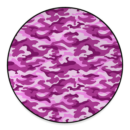 Pink Camouflage Print Round Floor Mat