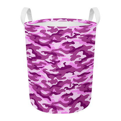 Pink Camouflage Print Round Laundry Basket