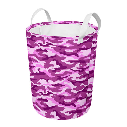 Pink Camouflage Print Round Laundry Basket