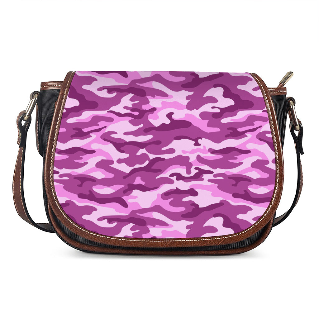 Pink Camouflage Print Saddle Bag