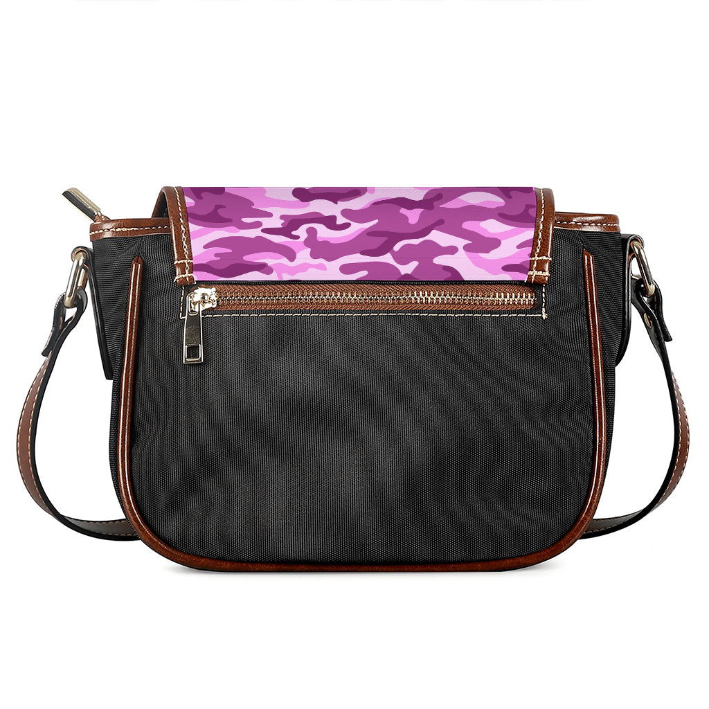 Pink Camouflage Print Saddle Bag