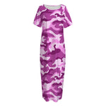 Pink Camouflage Print Short Sleeve Long Nightdress
