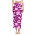Pink Camouflage Print Side Slit Maxi Skirt