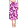 Pink Camouflage Print Side Slit Midi Skirt