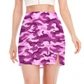 Pink Camouflage Print Side Slit Mini Skirt