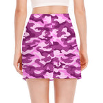 Pink Camouflage Print Side Slit Mini Skirt