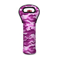 Pink Camouflage Print Single Neoprene Wine Tote