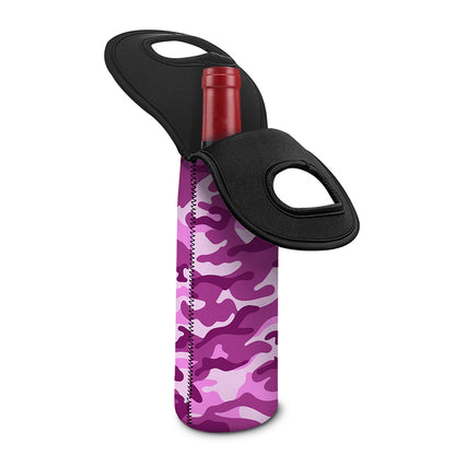 Pink Camouflage Print Single Neoprene Wine Tote