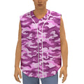 Pink Camouflage Print Sleeveless Baseball Jersey