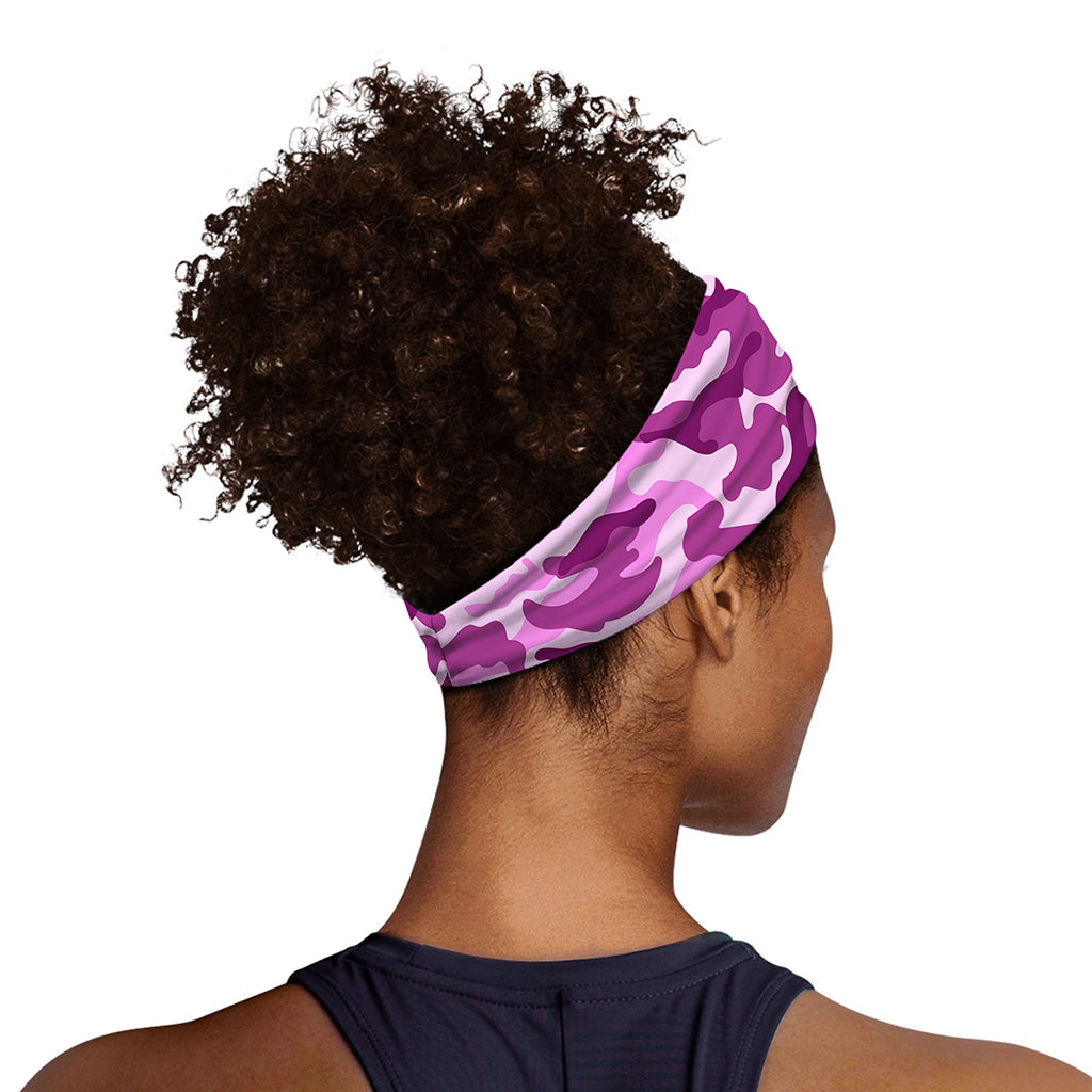 Pink Camouflage Print Sports Headband