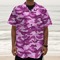 Pink Camouflage Print Textured Short Sleeve Shirt