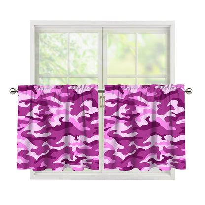 Pink Camouflage Print Tier Curtains