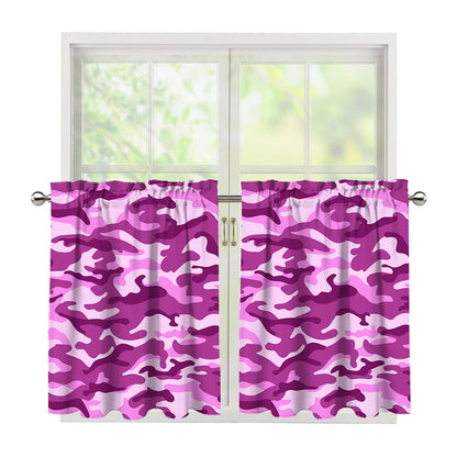 Pink Camouflage Print Tier Curtains