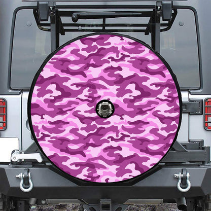 Pink Camouflage Print Tire Cover With Camera Hole
