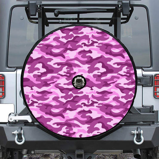 Pink Camouflage Print Tire Cover With Camera Hole
