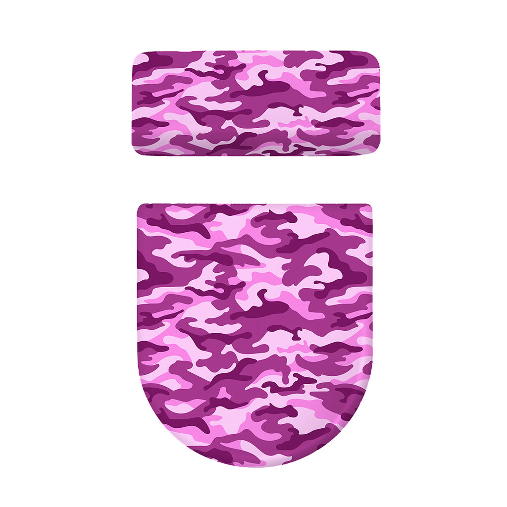 Pink Camouflage Print Toilet Lid And Tank Cover Set