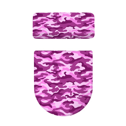 Pink Camouflage Print Toilet Lid And Tank Cover Set