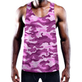 Pink Camouflage Print Men's Workout Tank Top