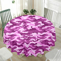 Pink Camouflage Print Waterproof Round Tablecloth