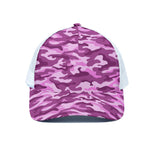 Pink Camouflage Print White Mesh Trucker Cap
