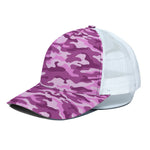 Pink Camouflage Print White Mesh Trucker Cap